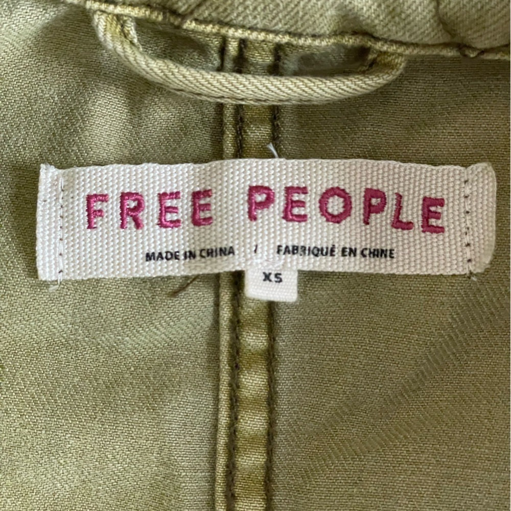 Free People Utility Jacket Olive Green size XS 100% Cotton Military Style Cargo - Picture 2 of 14